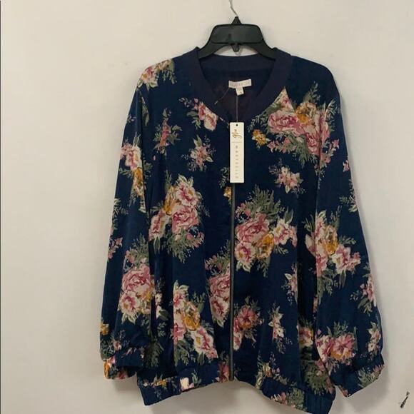 NWT MARYBELLE FLORAL  BOMBER‎ JACKET SIZE 2X - Picture 1 of 8
